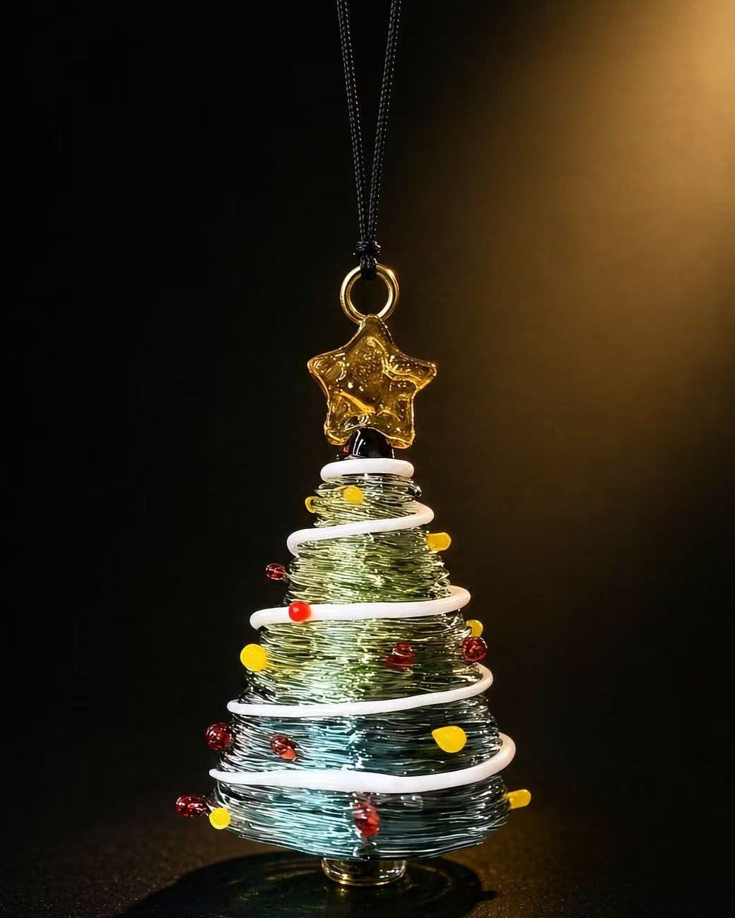 Handblown Glass Christmas Tree Pendant - Dual-use holiday decor