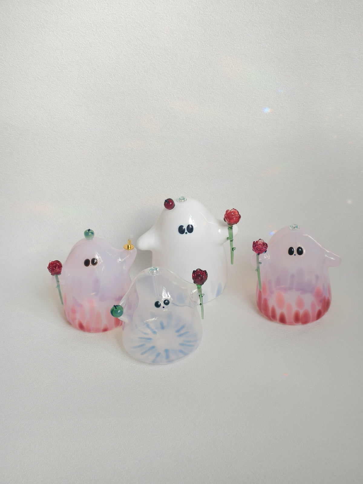 Lámpara de mantequilla de fantasma para Halloween – Decoración de fantasma hecha a mano en vidrio – AmberoOasis×QIZHILI七只璃 – Envío gratuito a todo el mundo
