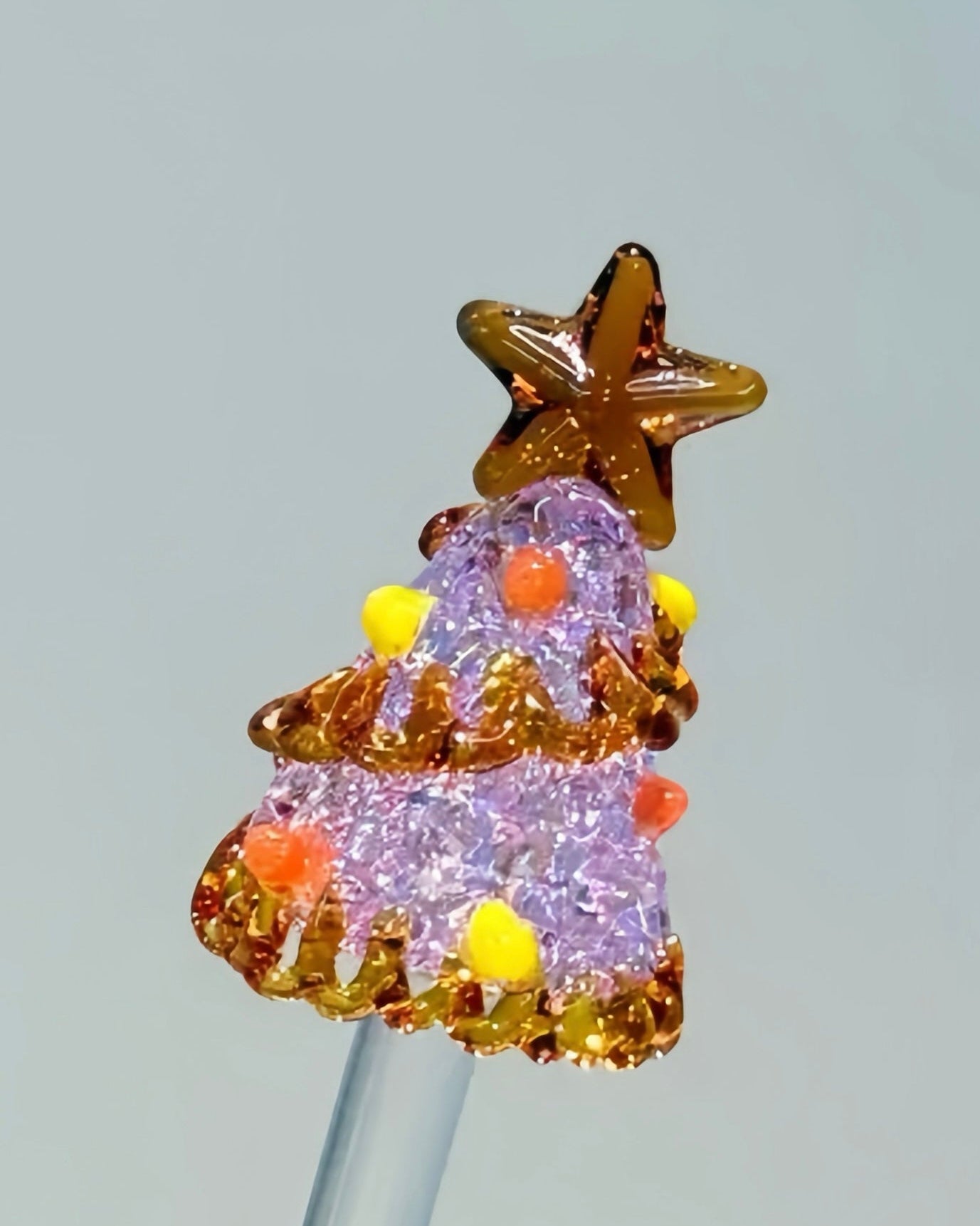 Hand-Blown Glass Christmas Tree Stirrer Blind Box, Lampwork Holiday Cocktail Swizzle Stick (Borosilicate Glass）