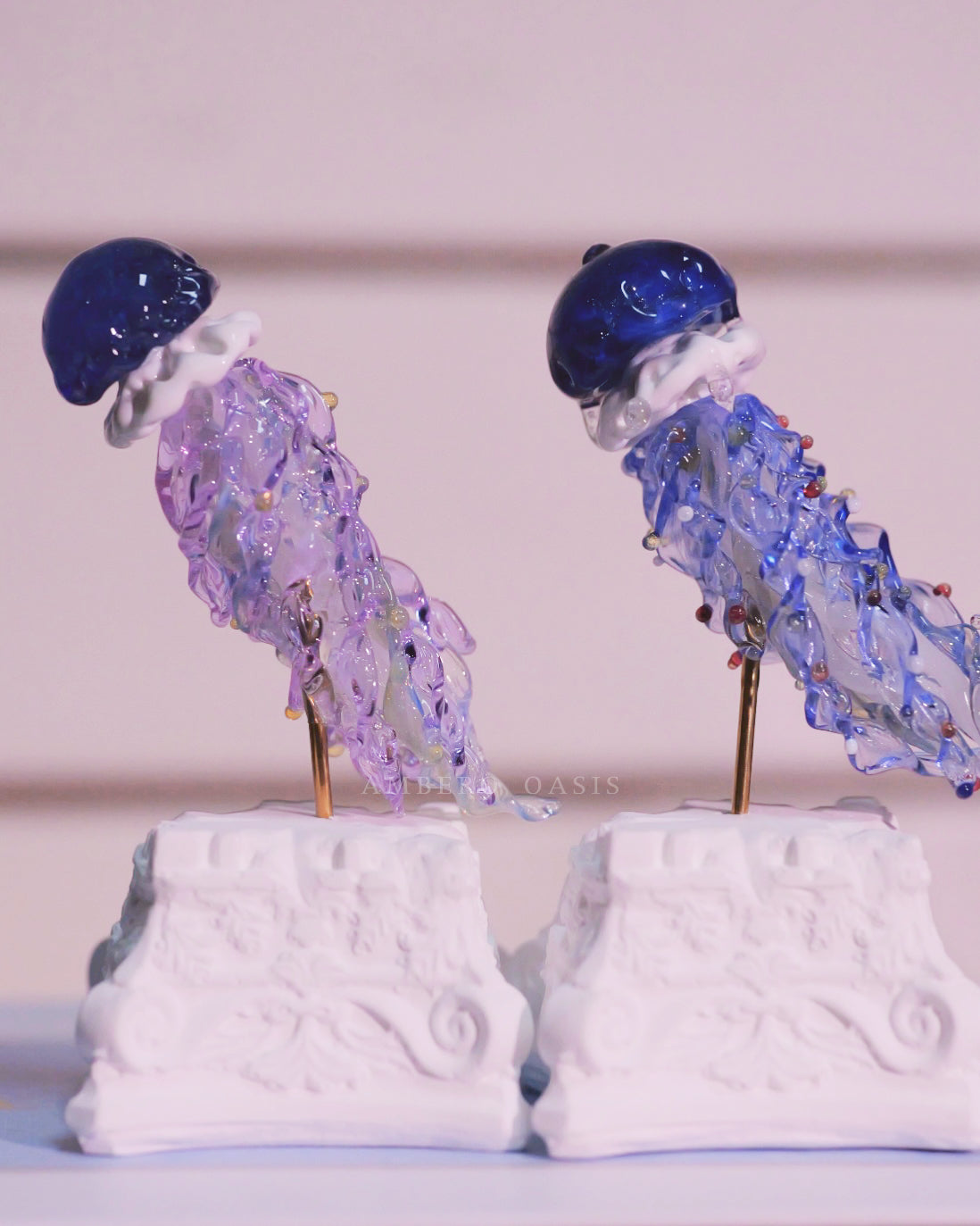 Ocean Blue Series: Hand-Blown Glass Jellyfish Blind Box-Ambero Oasis