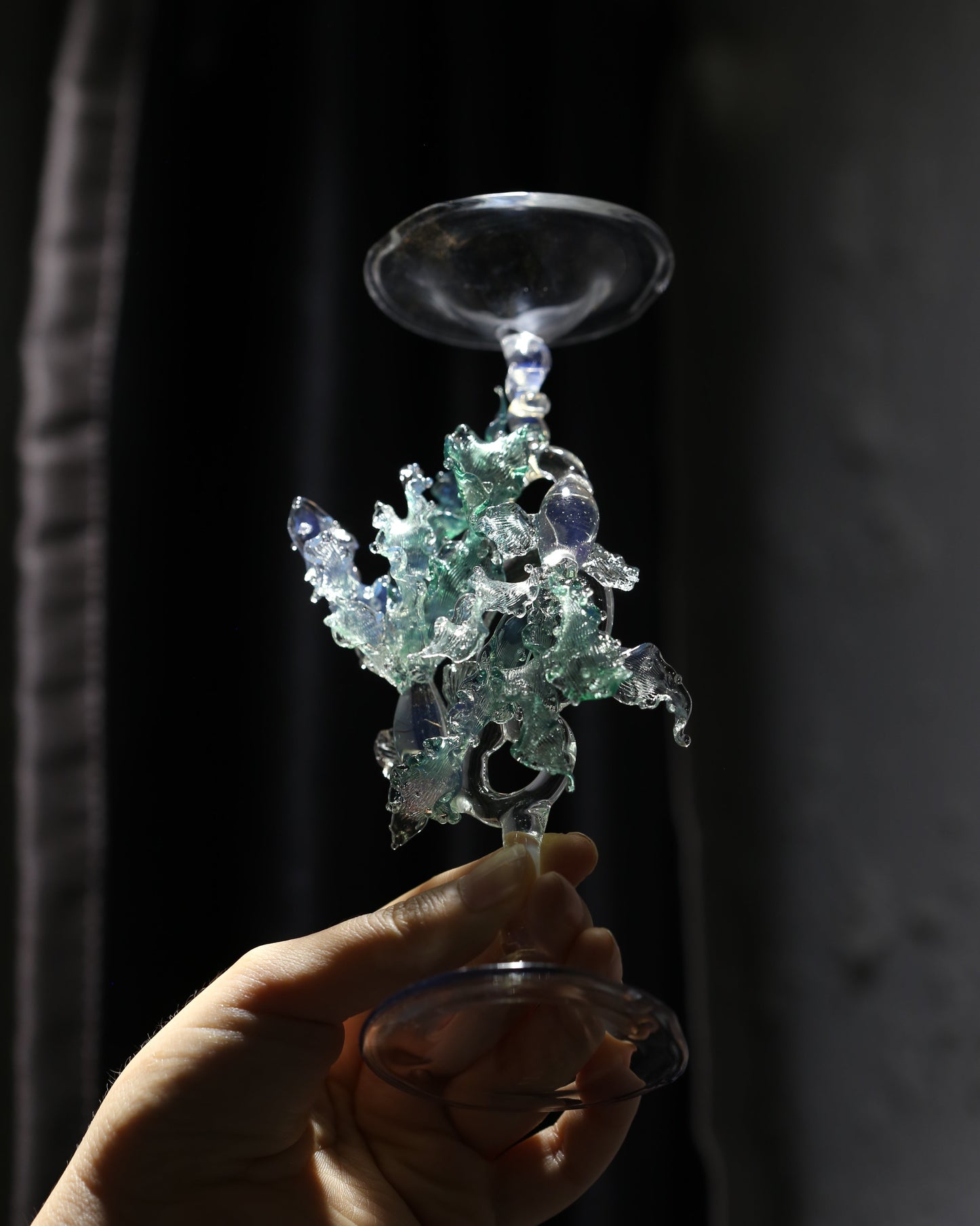 Zodiac Pisces decor - artistic high-foot glass candle holder for astrology lovers.
