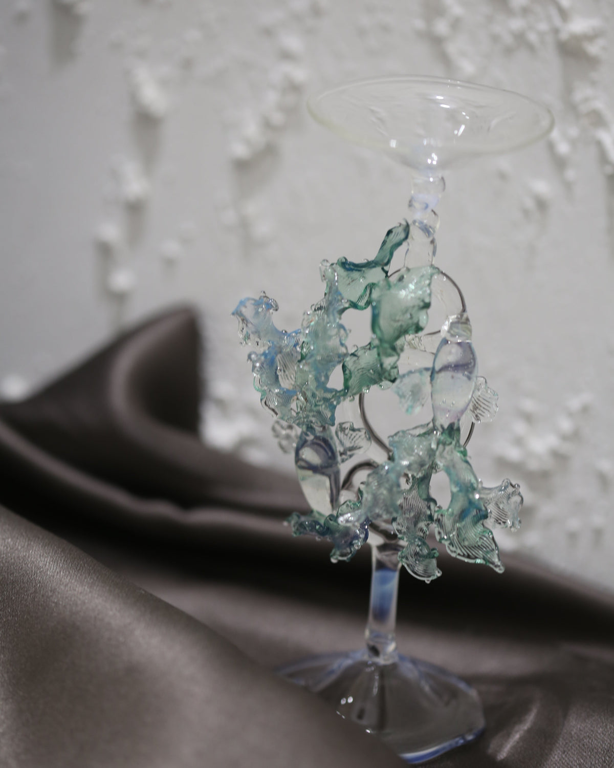 Zodiac Pisces decor - artistic high-foot glass candle holder for astrology lovers.