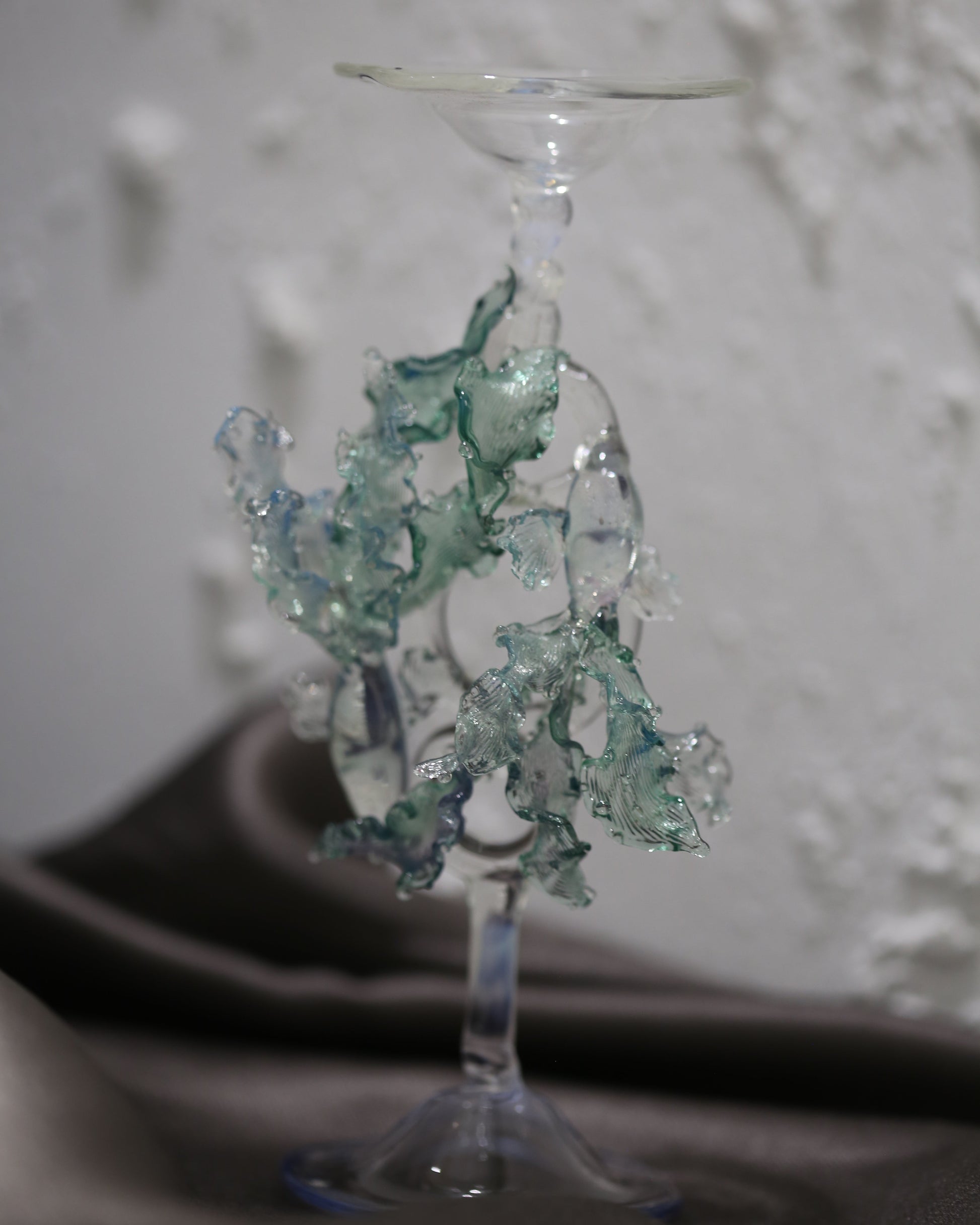 Zodiac Pisces decor - artistic high-foot glass candle holder for astrology lovers.