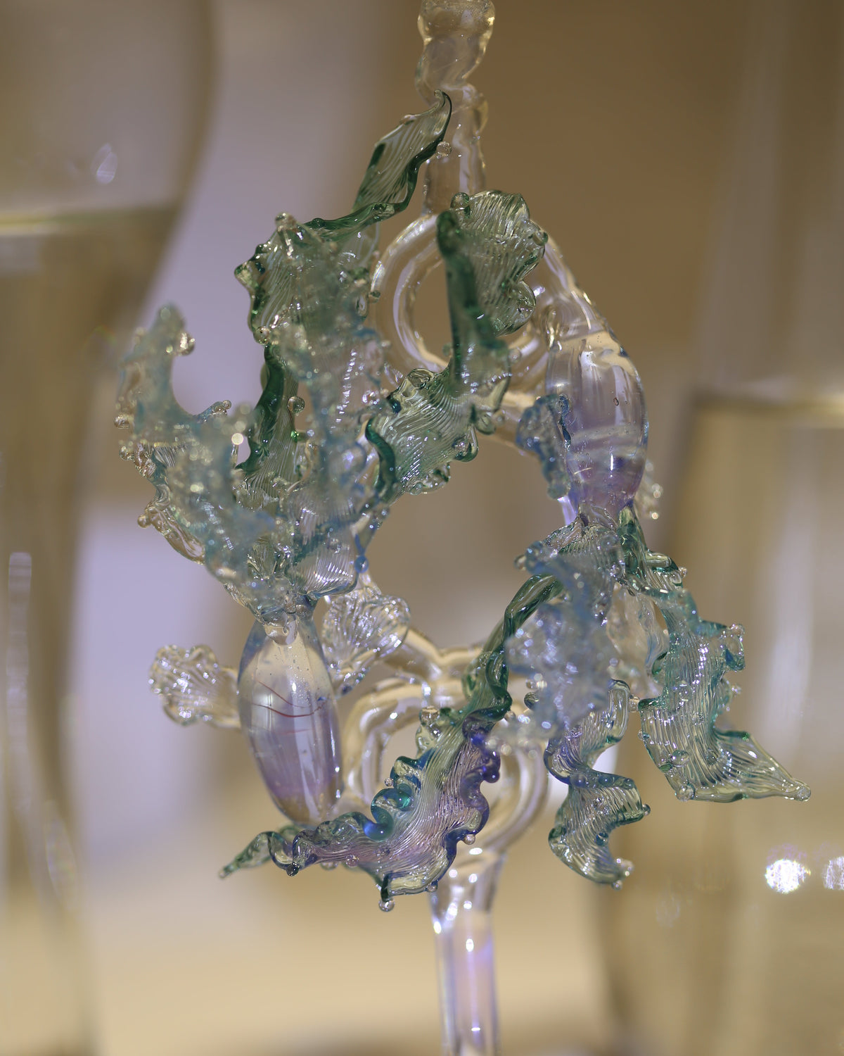 Zodiac Pisces decor - artistic high-foot glass candle holder for astrology lovers.