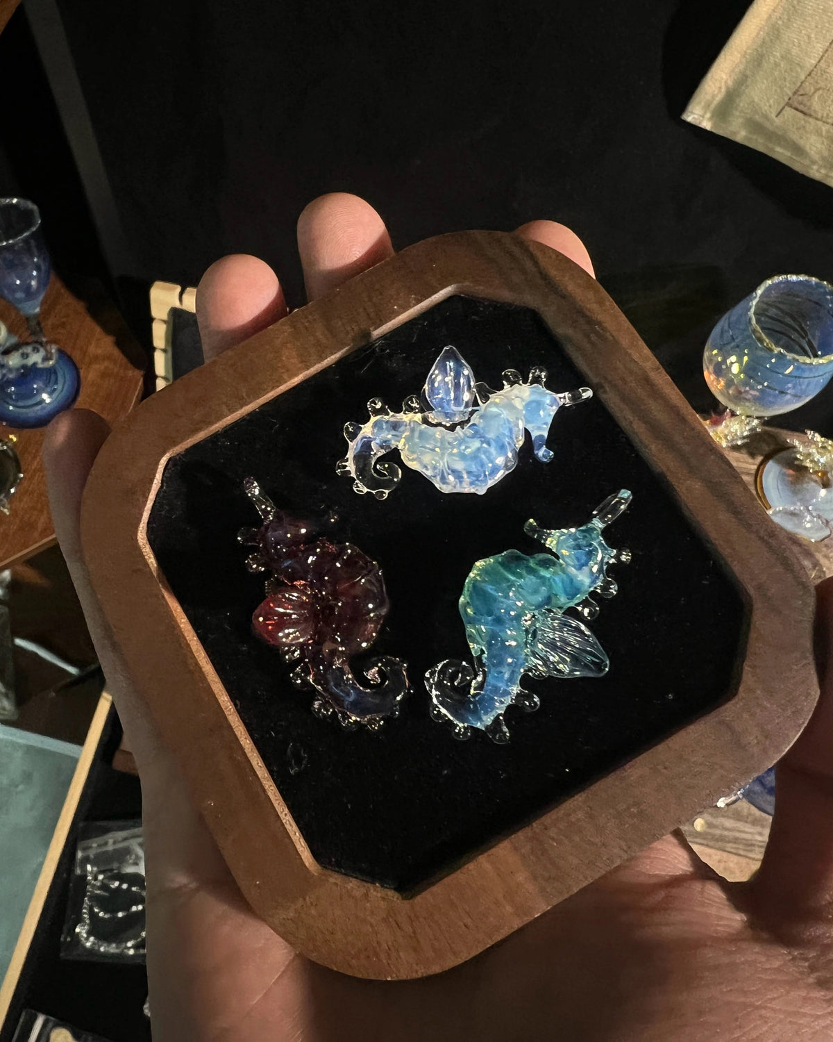 handmade lampwork glass seahorse pendant necklaces 