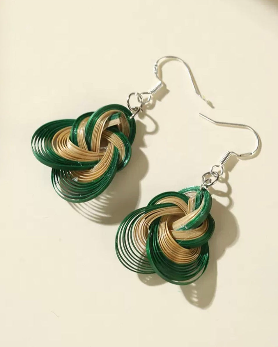 Bamboo Whisper-Handmade Bamboo Weaving Earrings, Chinese Intangible Heritage Dangle Earrings -Ambero Oasis