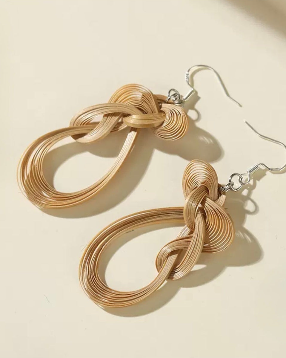 Bamboo Whisper-Handmade Bamboo Weaving Earrings, Chinese Intangible Heritage Dangle Earrings -Ambero Oasis