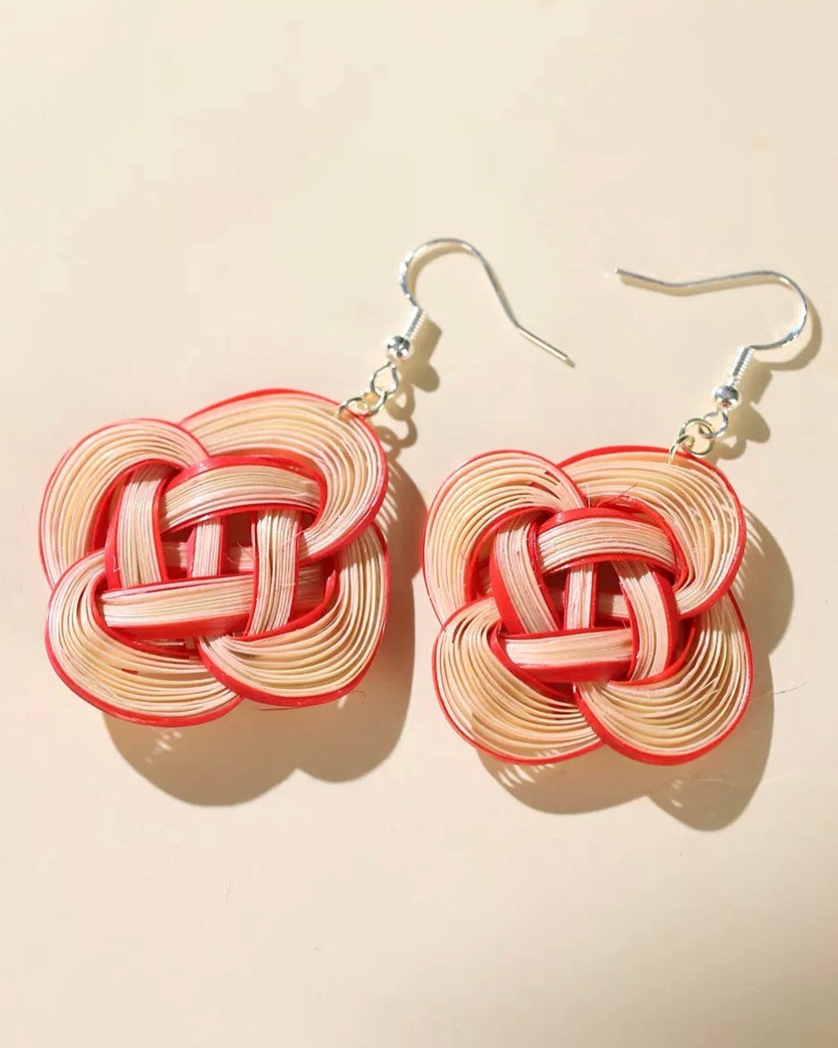 Bamboo Whisper-Handmade Bamboo Weaving Earrings, Chinese Intangible Heritage Dangle Earrings -Ambero Oasis