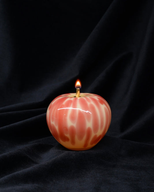Handmade glass apple butter lamp in pink and white swirl, Christmas gift