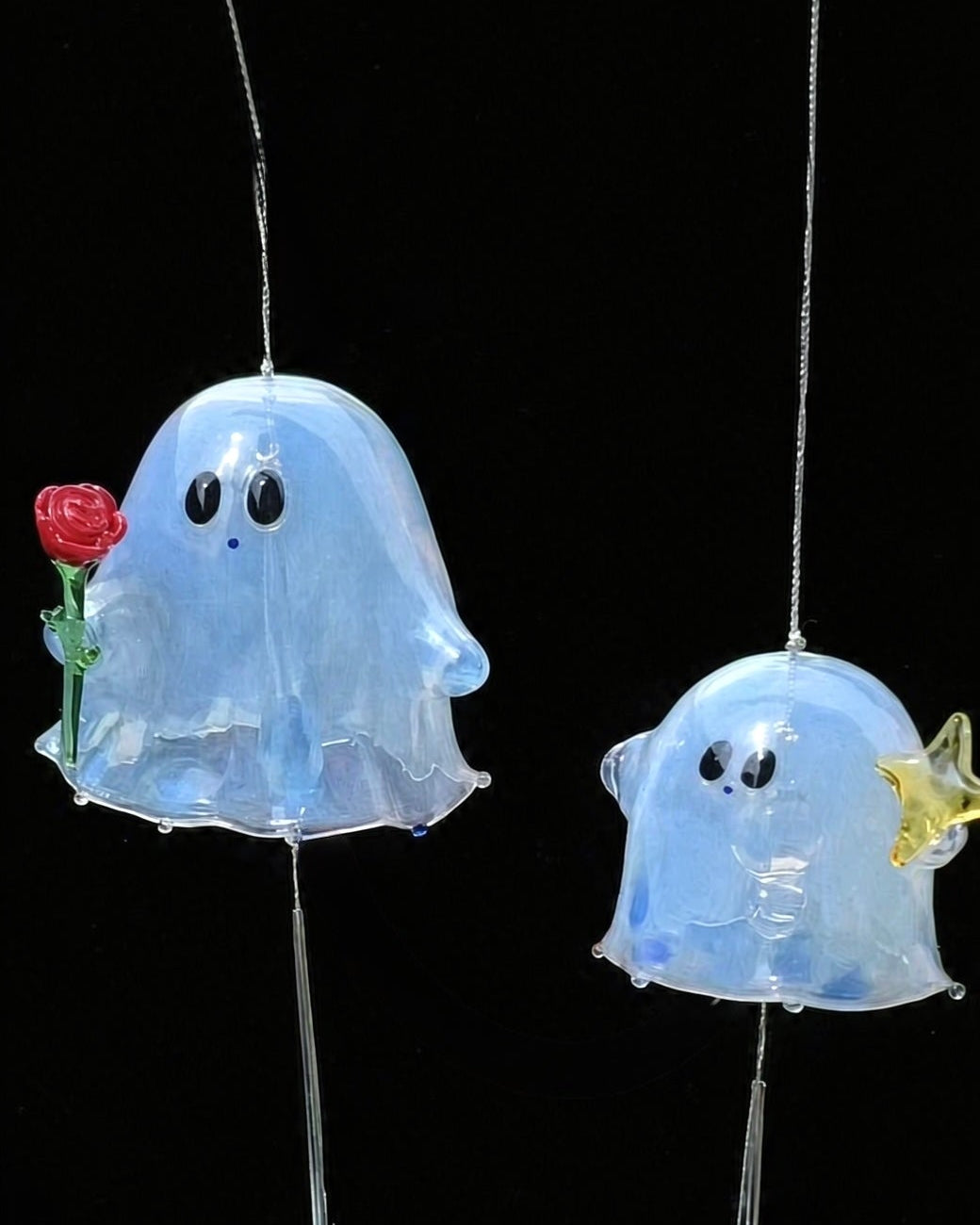 Halloween Ghost Wind Bell – Handmade Glass Art-AmberoOasis×QIZHILI七只璃-Free Worldwide shipping