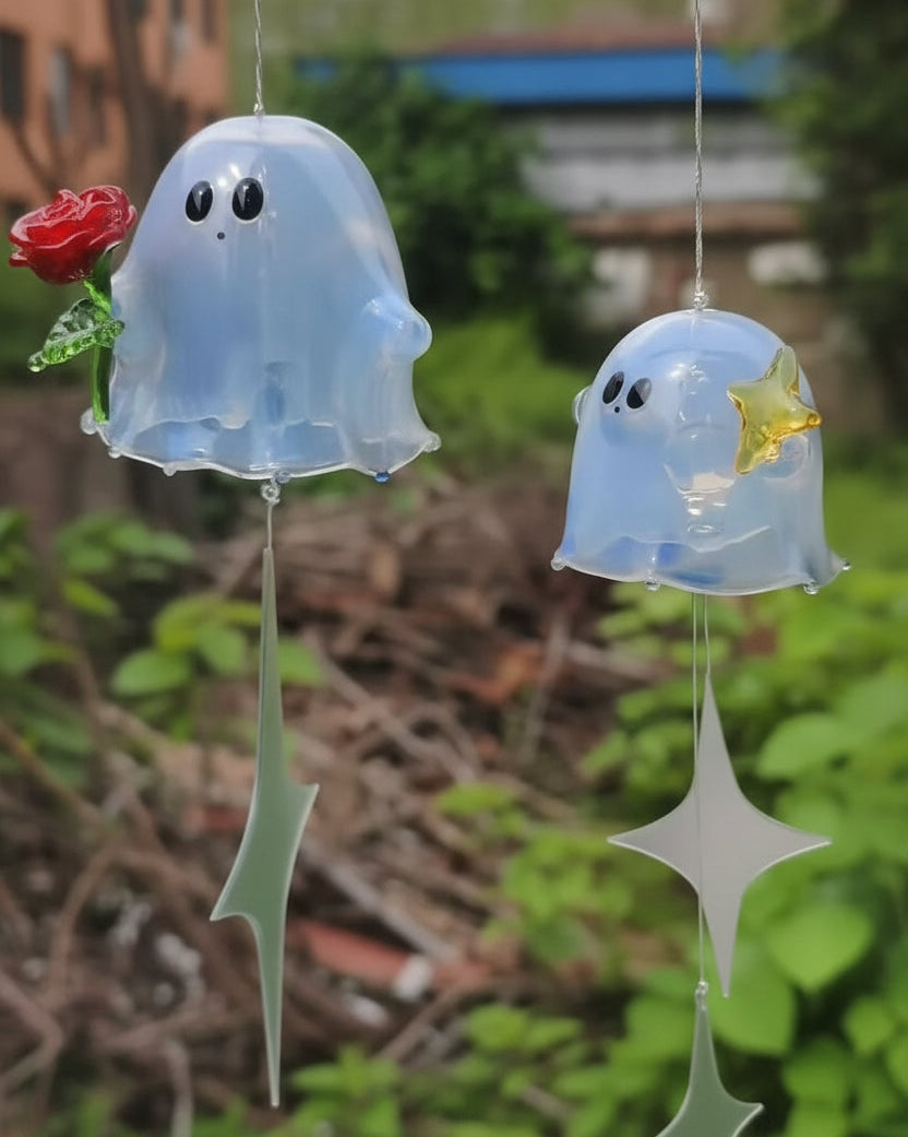 Halloween Ghost Wind Bell – Handmade Glass Art-AmberoOasis×QIZHILI七只璃-Free Worldwide shipping